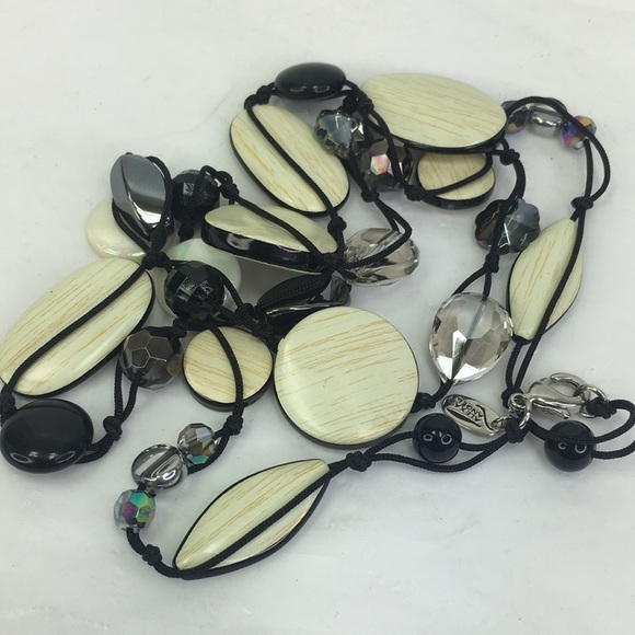 Alexa’s Angels long crystal mother of pearls necklace black white 32" - Picture 7 of 7